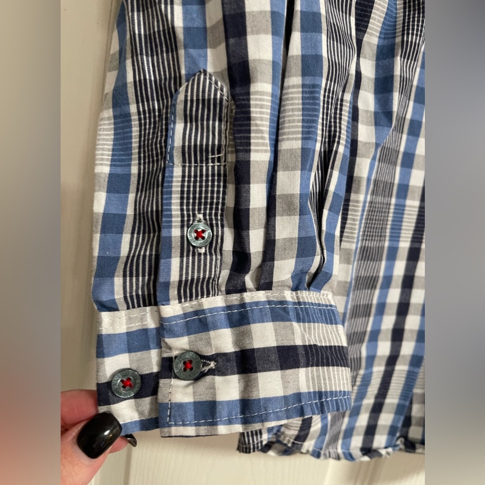 US POLO ASSN. Boys Blue & White Button Up Shirt Size 10/12 - Picture 3 of 7
